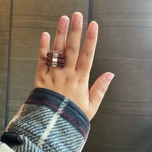 Statement ring with wood wooden bars size 7